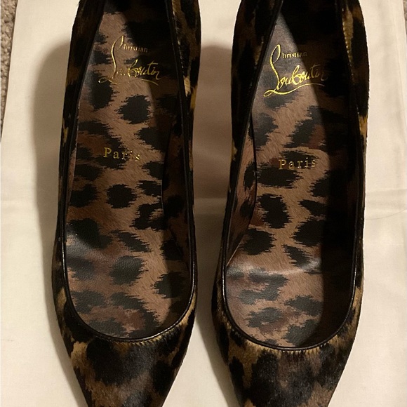 Christian Louboutin NEW Kate Pump👠NIB 85mm Kitty Leopard Print Pony Hair SZ 38 - Picture 11 of 13